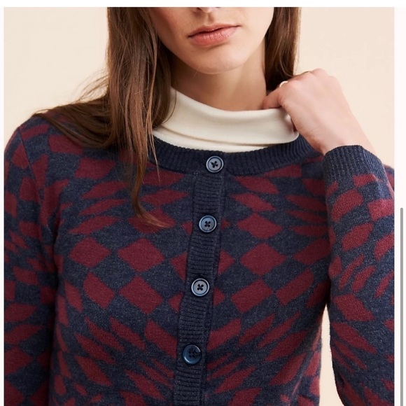 DAYDREAMER PLUM BERRY WAVE FITTED CARDIGAN - Picture 3 of 16